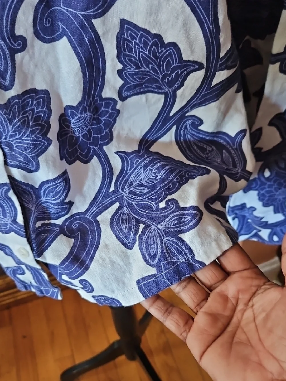 Boden Blue and White Floral Button-Up Blouse - Picture 4 of 8